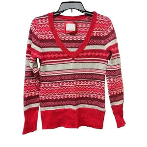 Old Navy Red and Pink V-Neck Sweater